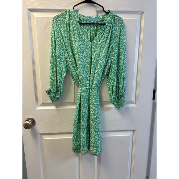 Draper James RSVP Dress Women M Green White Floral Rayon Lined Cottage Boho - Picture 1 of 6